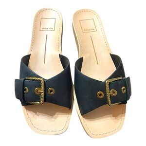 Dolce Vita Cabana Sandals Black Buckle Slides Size 6